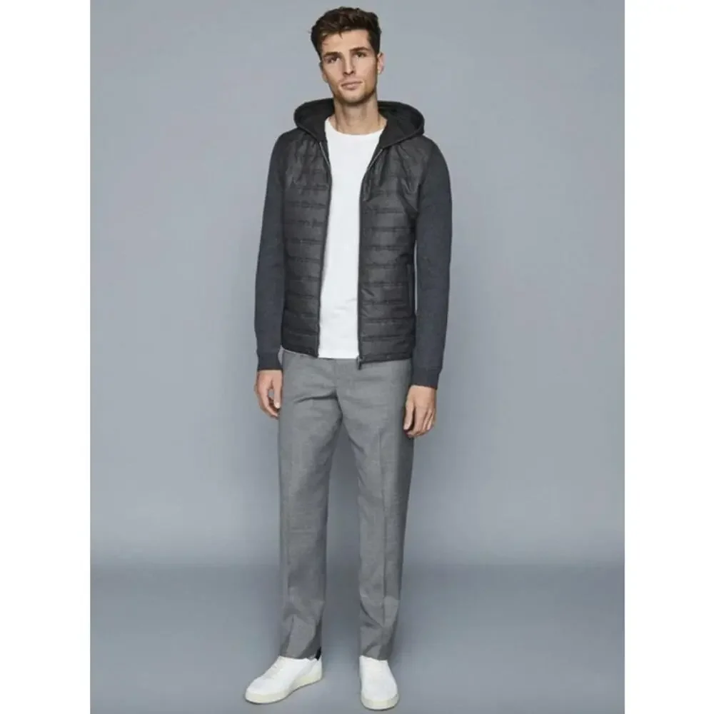REISS Coat Size M NEW Mens Gray Gamble Quilted Zip Through Hoodie $330